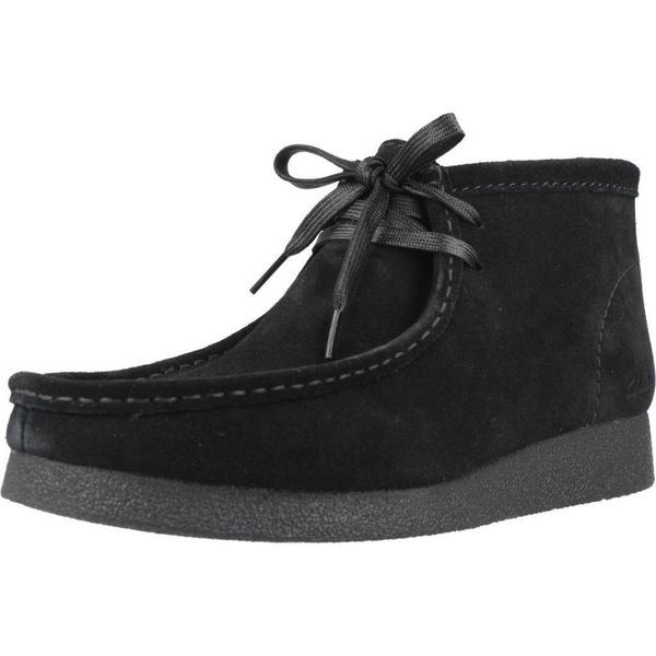 Buty CLARKS WALLABEE EVOBT Czarny. Czarne buty turystyczne Clarks, bez wzorów, z tkaniny, bez zapięcia, trekkingowe. Za 624.10 zł.