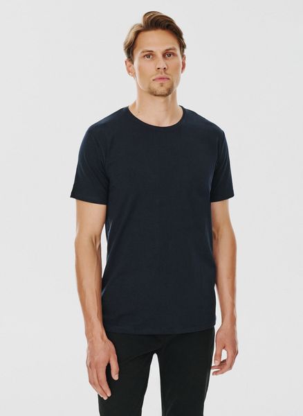 PAKO LORENTE – Granatowy gładki T-shirt Basic. Niebieskie t-shirty Pako Lorente, m, bez wzorów, z bawełny, bez kołnierzyka, bez ramiączek. Za 99.99 zł.