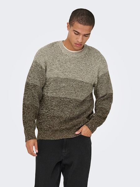 ONLY & SONS Sweter "Birk" w kolorze ciemnobrązowym rozmiar: XXL. Brązowe swetry nierozpinane Only & Sons, xxl, bez wzorów, z bawełny, bez kołnierzyka, bez ramiączek. Za 117.73 zł.