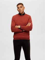 Selected Homme Sweter 16074682 Pomarańczowy Regular Fit. Brązowe swetry rozpinane Selected Homme, l, bez wzorów, z bawełny, bez kołnierzyka, bez ramiączek. Za 129.99 zł.