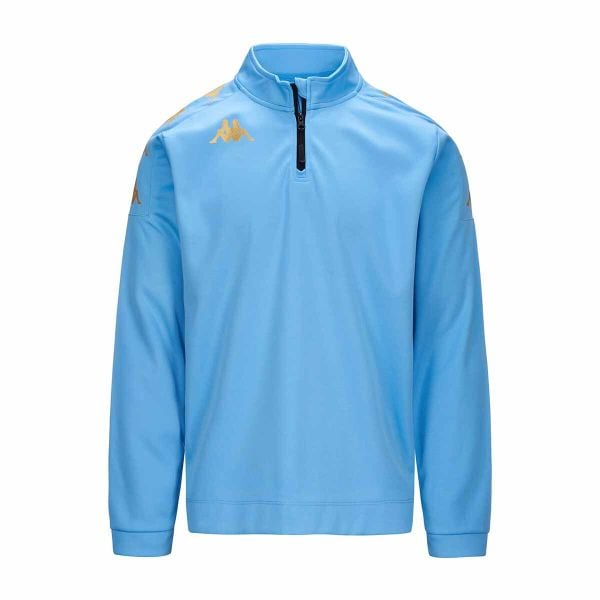 Kurtka z dresu Kappa Gassolo. Niebieskie kurtki Kappa, bez wzorów, z dresówki, bez kaptura. W wyprzedaży za 146.30 zł.