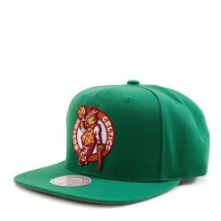 Czapka typu snapback Boston Celtics Like Mike. Zielone czapki z daszkiem Mitchell & Ness, bez wzorów. Za 190.50 zł.