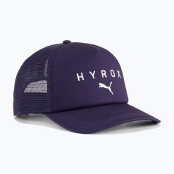 Czapka z daszkiem PUMA Hyrox Trucker. Fioletowe czapki z daszkiem Puma, bez wzorów. Za 99.99 zł.