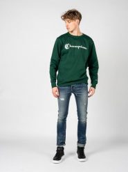 Champion Bluza "C-Neck" | HBGF88H586NJA | Mężczyzna | Zielony. Zielone bluzy Champion, m, bez wzorów, z bawełny, bez kaptura. W wyprzedaży za 129.00 zł.