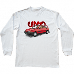 Fiat Uno — bluzka z długim rękawem. Białe bluzki z długim rękawem nikiniki, s, bez wzorów, z bawełny, bez kołnierzyka, bez ramiączek. W wyprzedaży za 75.65 zł.