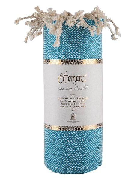 Ottoman Chusta hammam "Raute" w kolorze turkusowym - 170 x 80 cm rozmiar: onesize. Niebieskie szaliki Ottoman, bez wzorów, z bawełny. Za 65.99 zł.