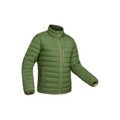 Kurtka trekkingowa puchowa Trek 500 męska. Zielone kurtki FORCLAZ, m, bez wzorów, z materiału, bez kaptura. W wyprzedaży za 229.99 zł.