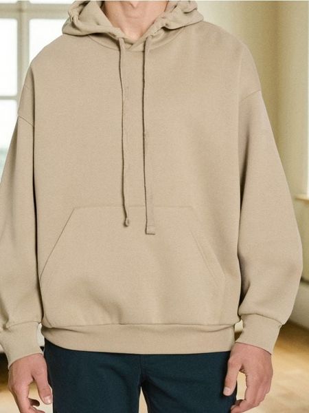 Bluza hoodie comfort fit - beżowy. Brązowe bluzy bez kaptura Sinsay, l, bez wzorów, bez kaptura. Za 39.99 zł.