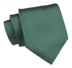 Krawat Klasyczny, Zielony w Drobny Rzucik, Męski, Szeroki 8 cm, Elegancki -CHATTIER. Zielone krawaty i muchy Chattier, bez wzorów, z poliesteru. Za 49.00 zł.