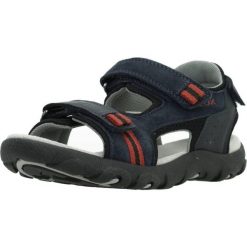 Sandały GEOX JR SANDAL STRADA A Niebieski. Niebieskie sandały Geox, ze skóry, bez zapięcia. Za 203.99 zł.