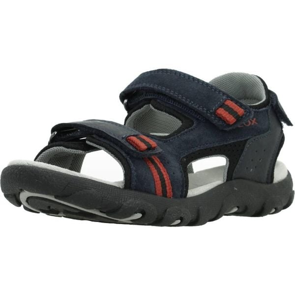 Sandały GEOX JR SANDAL STRADA A Niebieski. Niebieskie sandały Geox, ze skóry, bez zapięcia. Za 203.99 zł.