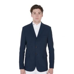Męska perforowana marynarka jeździecka. Niebieskie garnitury EQUESTRO, m, bez wzorów, z materiału, eleganckie. Za 564.50 zł.