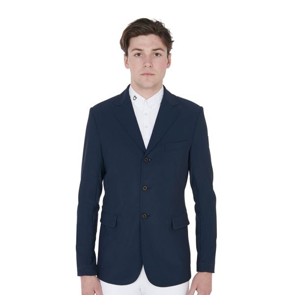 Męska perforowana marynarka jeździecka. Niebieskie garnitury EQUESTRO, m, bez wzorów, z materiału, eleganckie. Za 564.50 zł.