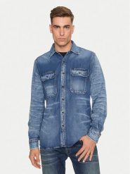 Replay Koszula jeansowa M4074 .000.624 72A Niebieski Regular Fit. Niebieskie koszule Replay, m, bez wzorów, z bawełny, bez kołnierzyka, bez ramiączek. Za 339.99 zł.