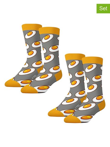 Lucky Socks Skarpety (2 pary) "Halloween" w kolorze szaro-pomarańczowo-białym rozmiar: 36-40. Białe skarpety Lucky Socks, bez wzorów, prążkowane. Za 34.99 zł.