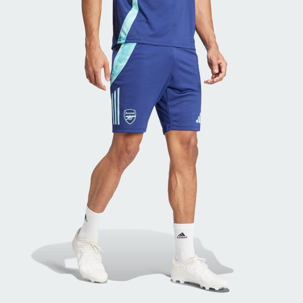 Szorty Arsenal Tiro 24 Training. Niebieskie krótkie spodenki sportowe Adidas, s, bez wzorów, z materiału, sportowe. Za 182.00 zł.