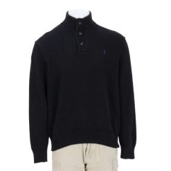 Second life - Męski czarny sweter - Stan bardzo dobry. Czarne golfy RALPH LAUREN, m, bez wzorów, bez ramiączek. Za 212.96 zł.