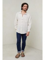Lin Passion Koszula w kolorze kremowym rozmiar: L/XL. Brązowe koszule Lin Passion, l, bez wzorów, z bawełny, bez kołnierzyka, bez ramiączek. Za 154.07 zł.