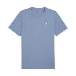Koszulka z małym logo Puma N° 1 Essentials. Niebieskie t-shirty sportowe Puma, bez wzorów, z bawełny, bez ramiączek, na fitness i siłownię. Za 72.00 zł.