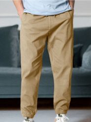 Spodnie jogger - beżowy. Brązowe joggery i bojówki Sinsay, bez wzorów. Za 49.99 zł.