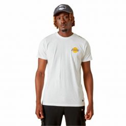 Koszulka z krótkim rękawem Męska New Era LA Lakers NBA Biały. Białe t-shirty sportowe New Era, bez wzorów, bez ramiączek, do koszykówki. W wyprzedaży za 131.55 zł.