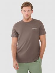 4F T-shirt regular z nadrukiem męski - brązowy S. Brązowe t-shirty 4F, m, bez wzorów, z bawełny, bez kołnierzyka, bez ramiączek. W wyprzedaży za 49.99 zł.