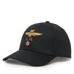 Czapka z daszkiem Aeronautica Militare. Czarne czapki z daszkiem Aeronautica Militare, bez wzorów. Za 129.99 zł.