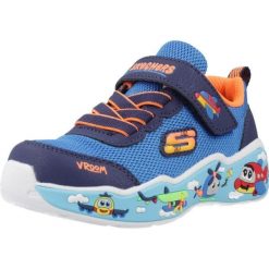 Buty SKECHERS PLAY SCENE Niebieski. Niebieskie buty trekkingowe Skechers, bez wzorów, z syntetyku, bez zapięcia. Za 195.99 zł.