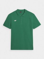4F Koszulka polo regular męska - zielona XS. Zielone koszulki polo 4F, m, bez wzorów, z bawełny, bez kołnierzyka, bez ramiączek. Za 99.99 zł.