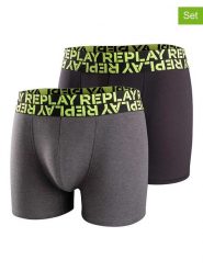 Replay Underwear Bokserki (2 pary) w kolorze szarym i czarnym rozmiar: L. Czarne bokserki Replay Underwear, l, bez wzorów. Za 43.99 zł.