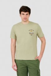 AERONAUTICA MILITARE Zielony t-shirt Short Sleeve. Zielone t-shirty Aeronautica Militare, m, bez wzorów, bez kołnierzyka, bez ramiączek. W wyprzedaży za 189.99 zł.