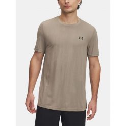 T-Shirt Męski Under Armour Koszulka Męska Sportowa Szybkoschnąca. Brązowe t-shirty sportowe Under Armour, bez wzorów, bez ramiączek, na fitness i siłownię. W wyprzedaży za 126.79 zł.