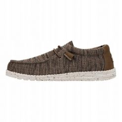 HeyDude Męskie Mokasyny Wally Sox. Brązowe mokasyny Hey dude, bez wzorów, z materiału, bez obcasa, bez zapięcia. Za 199.00 zł.