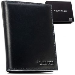 Duży, czarny portfel męski ze skóry naturalnej z systemem RFID bez zapięcia zewnętrznego - 4U Cavaldi. Czarne portfele 4U Cavaldi, bez wzorów, ze skóry. Za 45.00 zł.