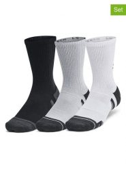 Under Armour Skarpety sportowe (3 pary) "Perf Tech" w kolorze czarnym, szarym i białym rozmiar: M. Białe skarpetki sportowe Under Armour, bez wzorów, z materiału. Za 74.99 zł.