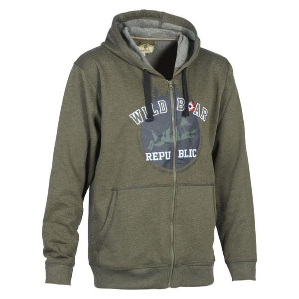 Bluza z kapturem i zamkiem błyskawicznym PERCUSSION Wild Boar Republic. Zielone bluzy PERCUSSION, xl, bez wzorów, z bawełny, z kapturem. Za 216.05 zł.