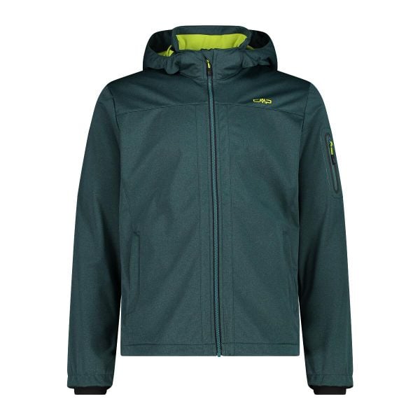 Kurtka męska turystyczna CMP 39A5027M. Zielone kurtki CMP, l, bez wzorów, z softshellu, z kapturem. W wyprzedaży za 209.99 zł.