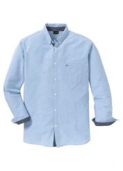 Biznesowa koszula oksfordzka z bawełny o kroju regular fit. Niebieskie koszule bonprix, m, bez wzorów, z bawełny, bez kołnierzyka, bez ramiączek. Za 129.99 zł.