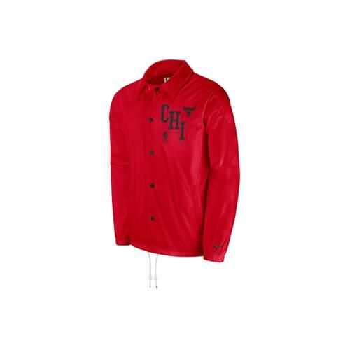 Kurtka uniwersalna męska Nike Nba Chicago Bulls Coach's. Czerwone kurtki Nike, l, bez wzorów, z materiału, z kapturem. Za 455.00 zł.