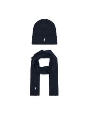 Polo Ralph Lauren Zestaw szalik i czapka 710B28980001 Granatowy. Niebieskie czapki zimowe Polo Ralph Lauren, bez wzorów, z bawełny. Za 689.99 zł.