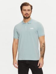 KARL LAGERFELD Polo 745088 551235 Błękitny Regular Fit. Niebieskie koszulki polo KARL LAGERFELD, m, bez wzorów, z bawełny, bez kołnierzyka, bez ramiączek. Za 259.99 zł.