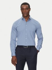 Calvin Klein Koszula Poplin Stretch Slim Shirt K10K108229 Niebieski Slim Fit. Niebieskie koszule CALVIN KLEIN, m, bez wzorów, z bawełny, bez kołnierzyka, bez ramiączek. Za 239.99 zł.