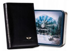 Portfel skórzany Peterson [DH] PTN N74-VT czarny. Czarne portfele Peterson, bez wzorów, ze skóry. Za 94.00 zł.