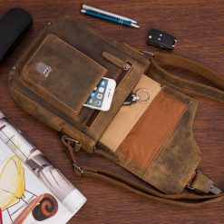 Torba męska skórzana na ramię zgrabna brązowa elegancka Beltimore N10. Brązowe torby na ramię bez wzorów, na ramię, bez dodatków. Za 289.90 zł.