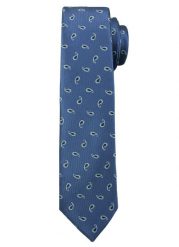 Niebieski Elegancki Męski Krawat -ALTIES- 6cm, Wzór Paisley, Klasyczny. Niebieskie krawaty i muchy Alties, bez wzorów, z tkaniny. Za 49.00 zł.