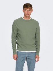 ONLY & SONS Sweter w kolorze zielonoszarym rozmiar: XL. Zielone swetry nierozpinane Only & Sons, xl, bez wzorów, z bawełny, bez kołnierzyka, bez ramiączek. Za 109.95 zł.