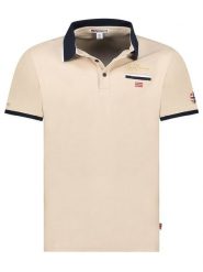 Geographical Norway Koszulka polo "Kara" w kolorze beżowym rozmiar: XL. Brązowe koszulki polo Geographical Norway, xl, bez wzorów, z bawełny, bez kołnierzyka, bez ramiączek. Za 150.37 zł.