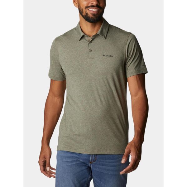 Koszulka polo męska Columbia Tech Trail. Zielone koszulki polo Columbia, m, bez wzorów, z elastanu, bez kołnierzyka, bez ramiączek, żeglarskie. Za 209.00 zł.