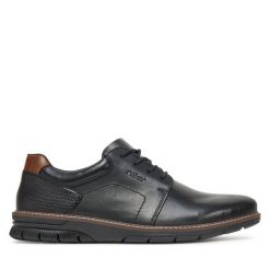 Półbuty Rieker. Czarne eleganckie półbuty Rieker, bez wzorów, bez obcasa, bez zapięcia. Za 379.99 zł.