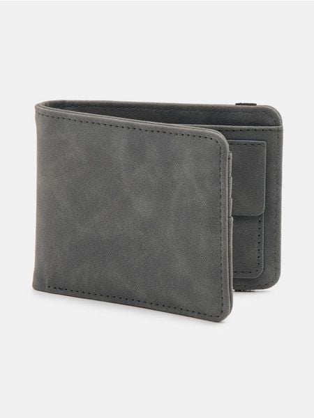 Portfel z imitacji zamszu - szary. Szare portfele Sinsay, bez wzorów. Za 25.99 zł.